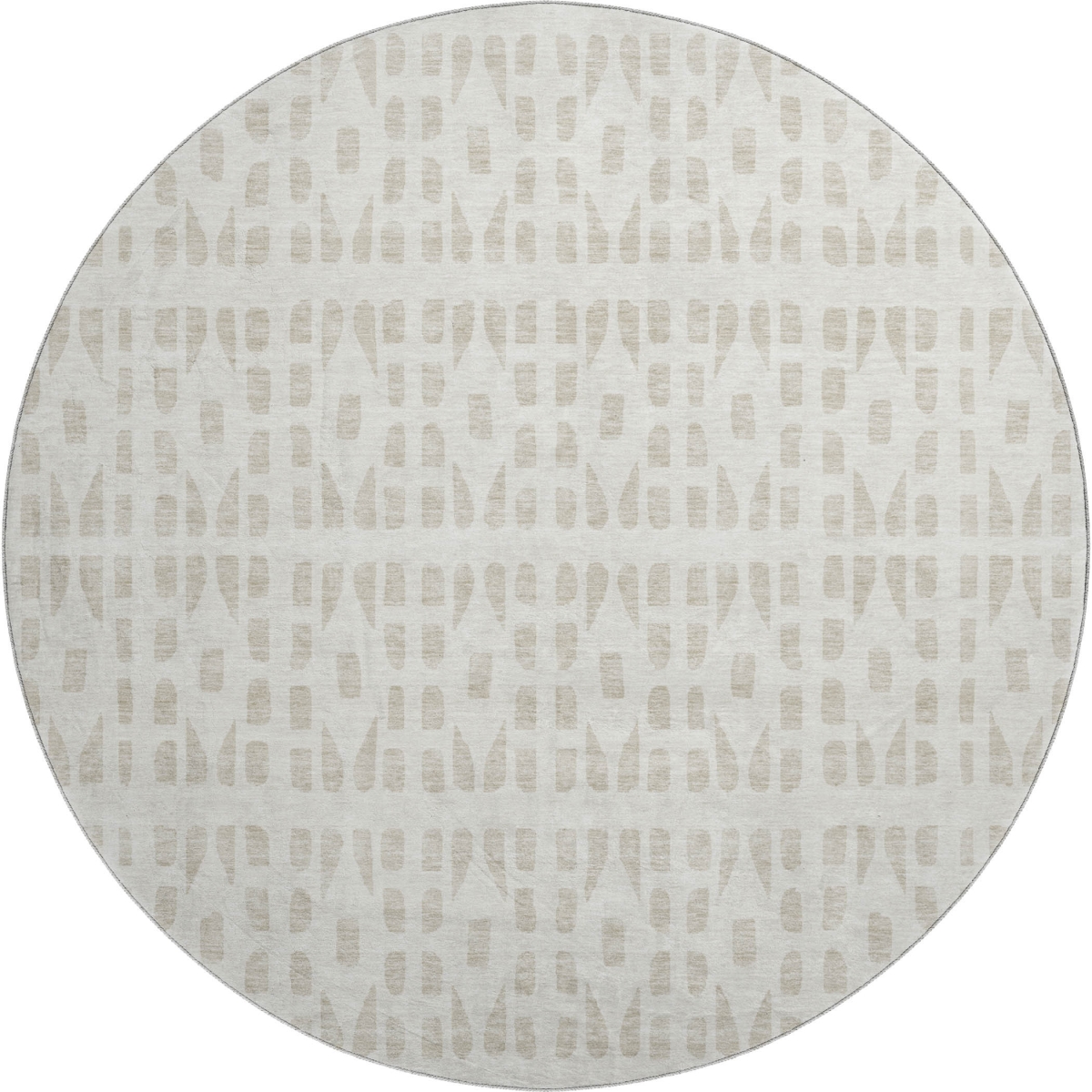 676269 8 ft. Ivory & Beige Geometric Transitional Washable Round Area Rug with UV Protection