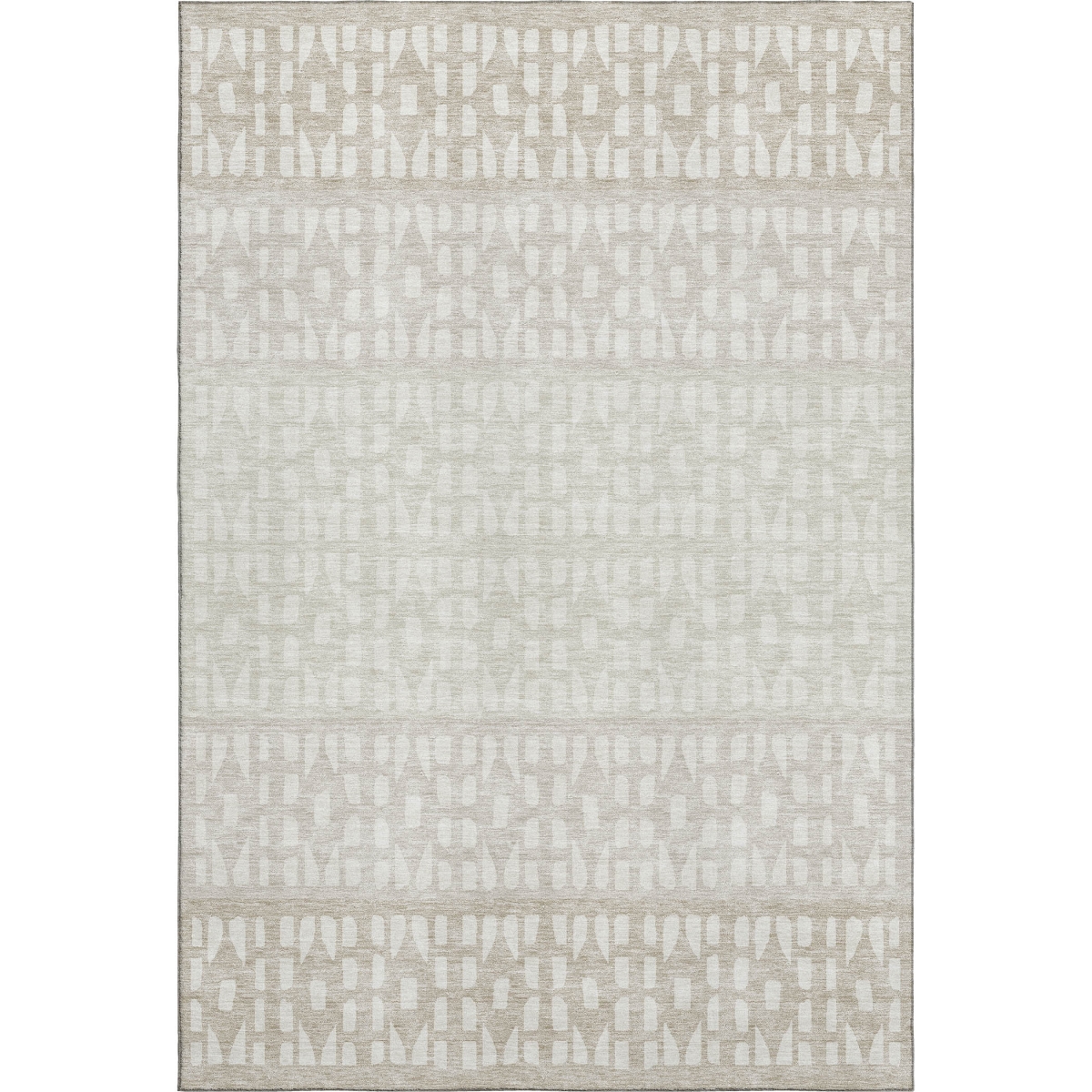 676349 9 x 12 ft. Ivory & Beige Geometric Transitional Washable Machine Made Rectangle Area Rug with UV Protection