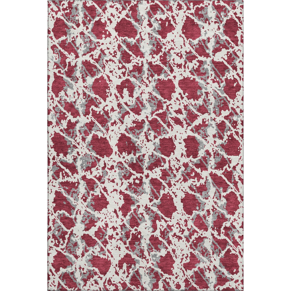 676638 10 x 14 ft. Burgundy Gray & Ivory Abstract Washable Machine Made Rectangle Area Rug with UV Protection