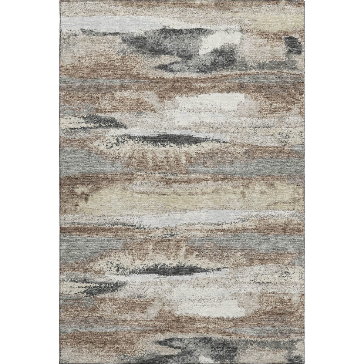 675050 5 x 8 ft. Taupe Beige & Brown Abstract Washable Machine Made Rectangle Area Rug with UV Protection