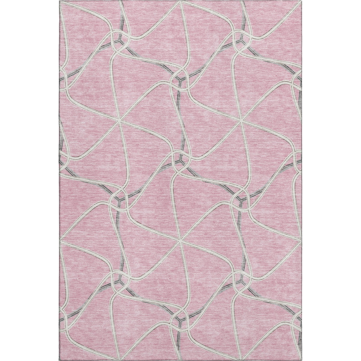 675396 10 x 14 ft. Pink, Ivory & Gray Geometric Transitional Washable Machine Made Rectangle Area Rug with UV Protection