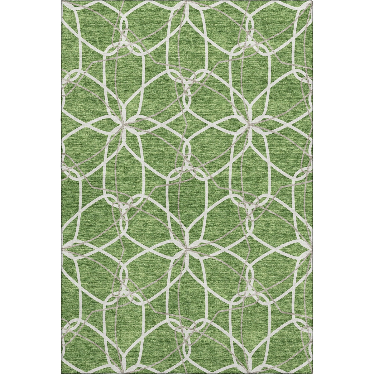 675510 10 x 14 ft. Green, Ivory & Gray Geometric Transitional Washable Machine Made Rectangle Area Rug with UV Protection