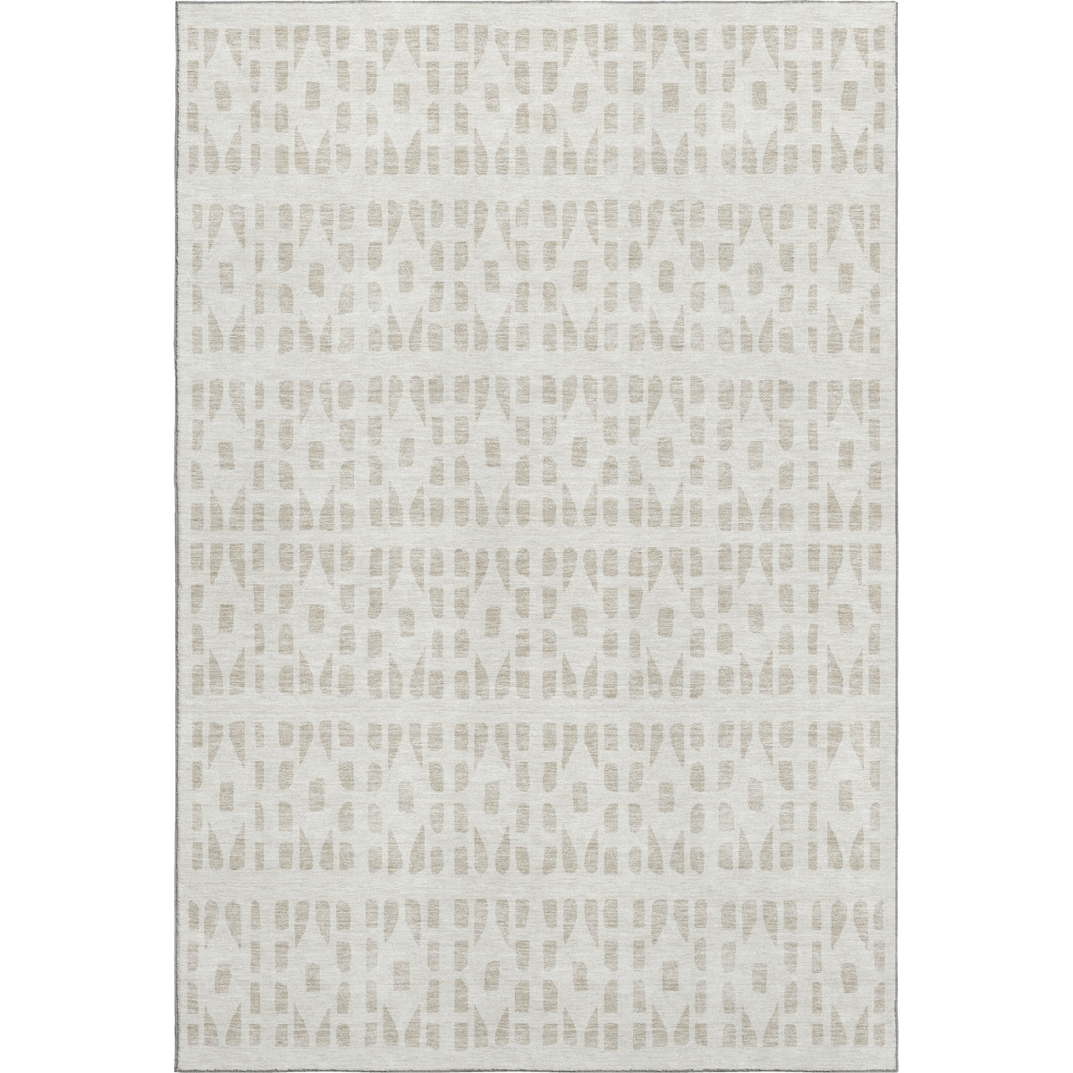 676270 8 x 10 ft. Ivory & Beige Geometric Transitional Washable Machine Made Rectangle Area Rug with UV Protection