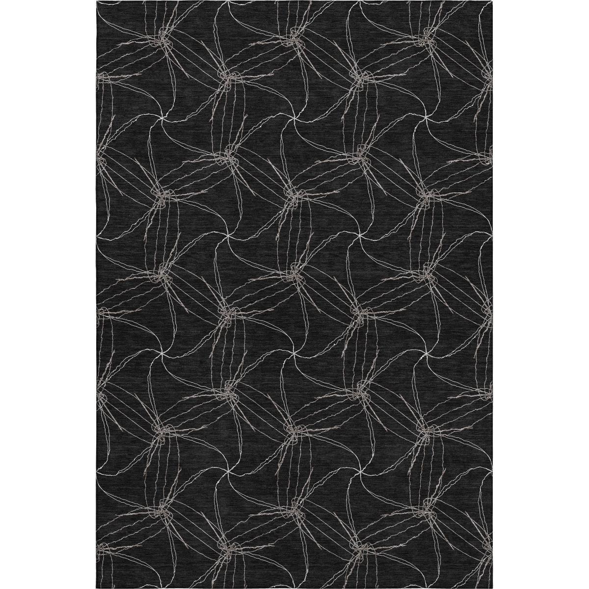 676552 8 x 10 ft. Black & Ivory Geometric Transitional Washable Machine Made Rectangle Area Rug with UV Protection