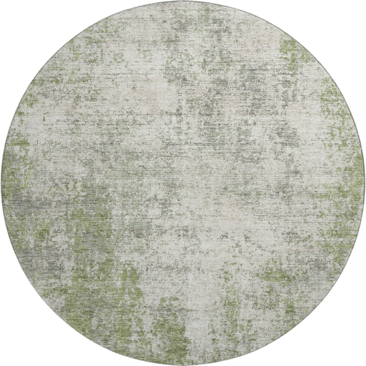 674853 8 ft. Green & Ivory Abstract Transitional Washable Round Area Rug with UV Protection