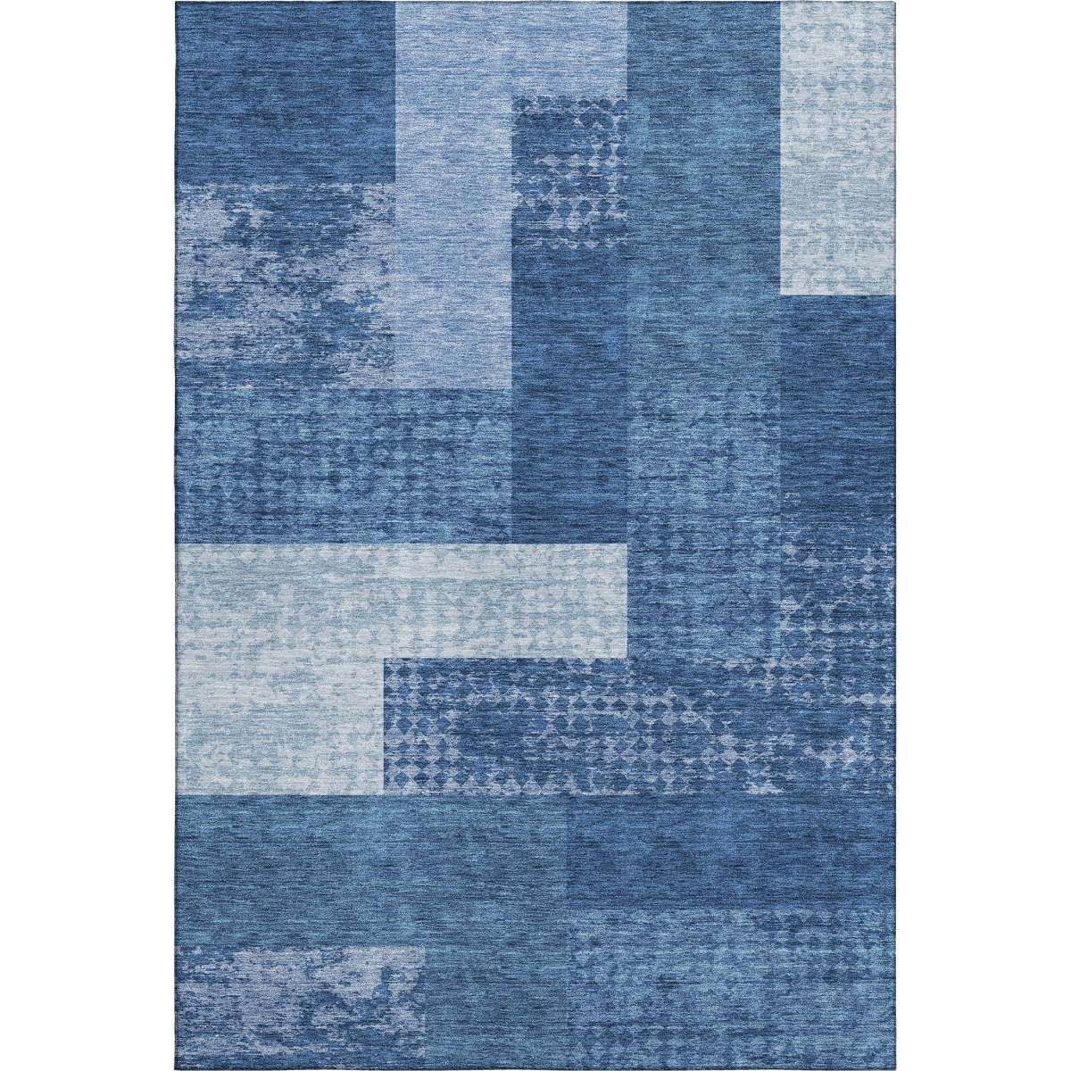 674969 9 x 12 ft. Navy Blue & Ivory Geometric Transitional Washable Machine Made Rectangle Area Rug with UV Protection
