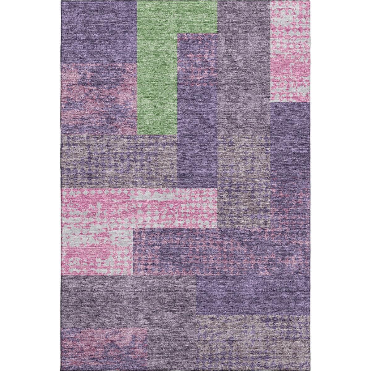 674975 9 x 12 ft. Purple, Green & Pink Geometric Washable Machine Made Rectangle Area Rug with UV Protection