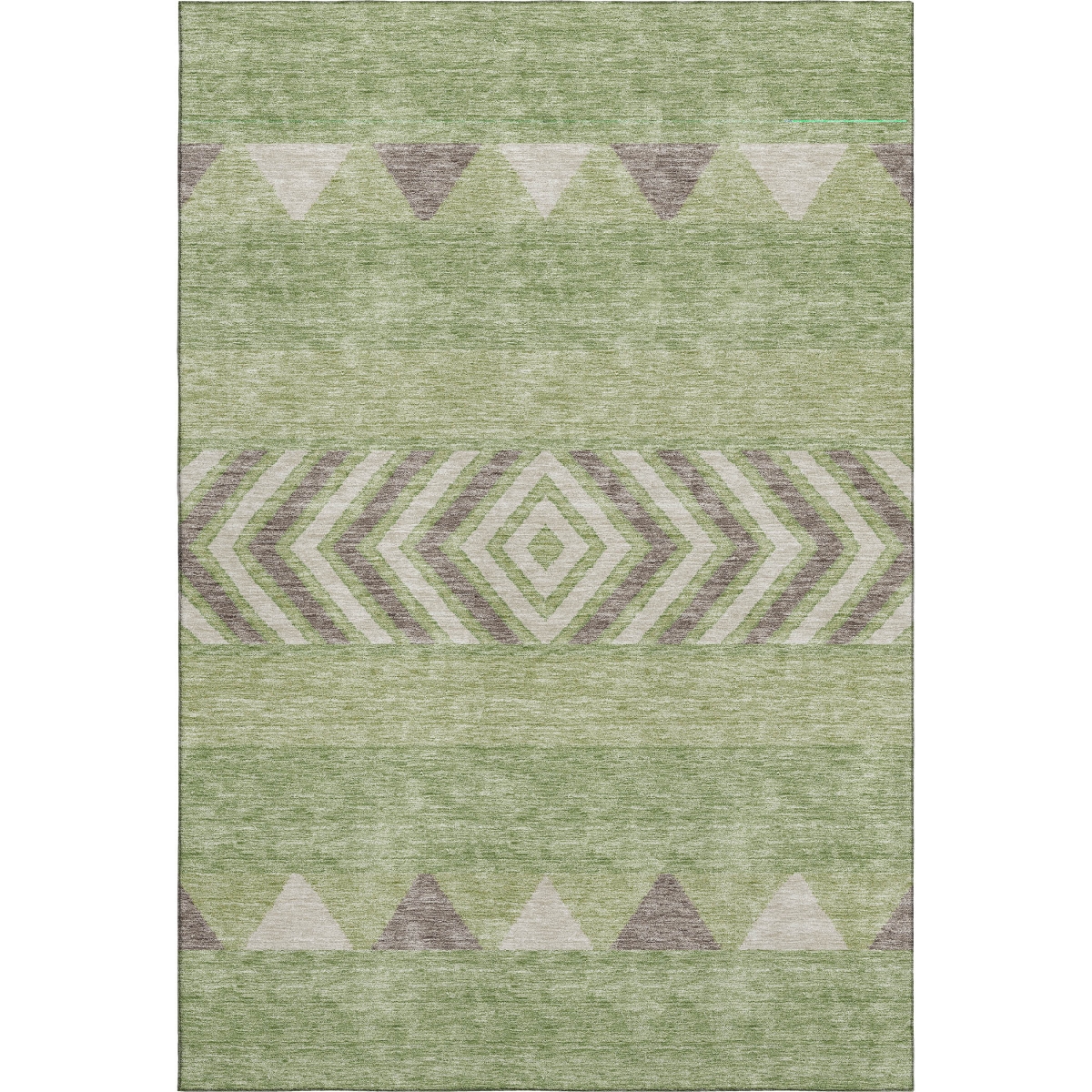 676400 5 x 8 ft. Green Taupe & Ivory Southwestern Washable Machine Made Rectangle Area Rug with UV Protection