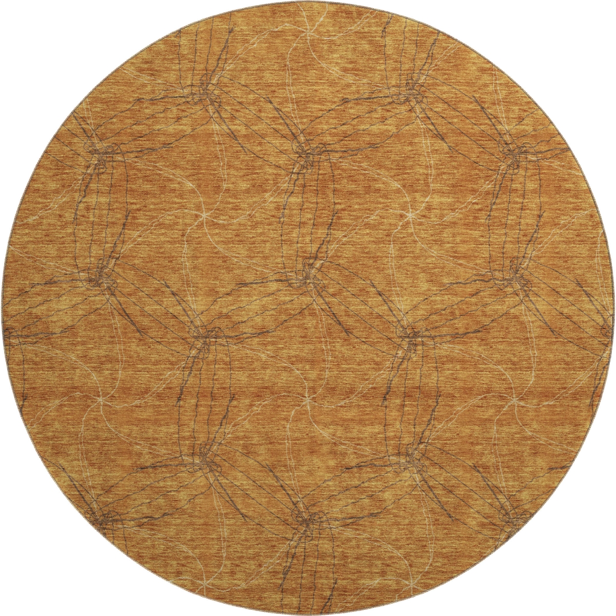 676557 8 ft. Copper & Brown Geometric Transitional Washable Round Area Rug with UV Protection