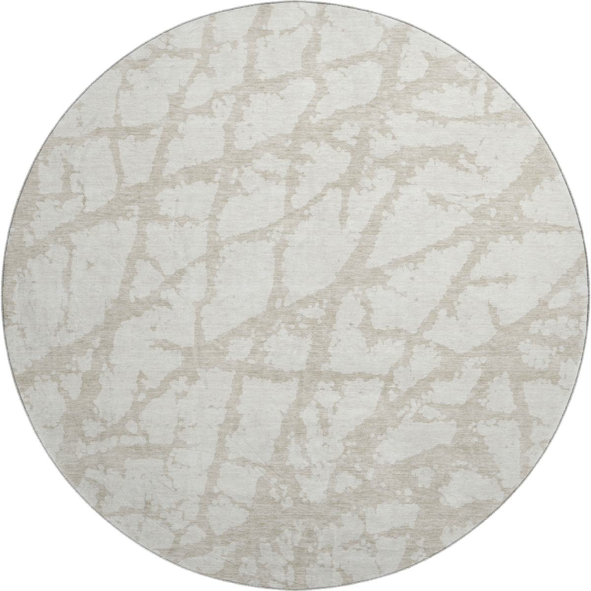676851 8 ft. Ivory & Beige Abstract Transitional Washable Round Area Rug with UV Protection