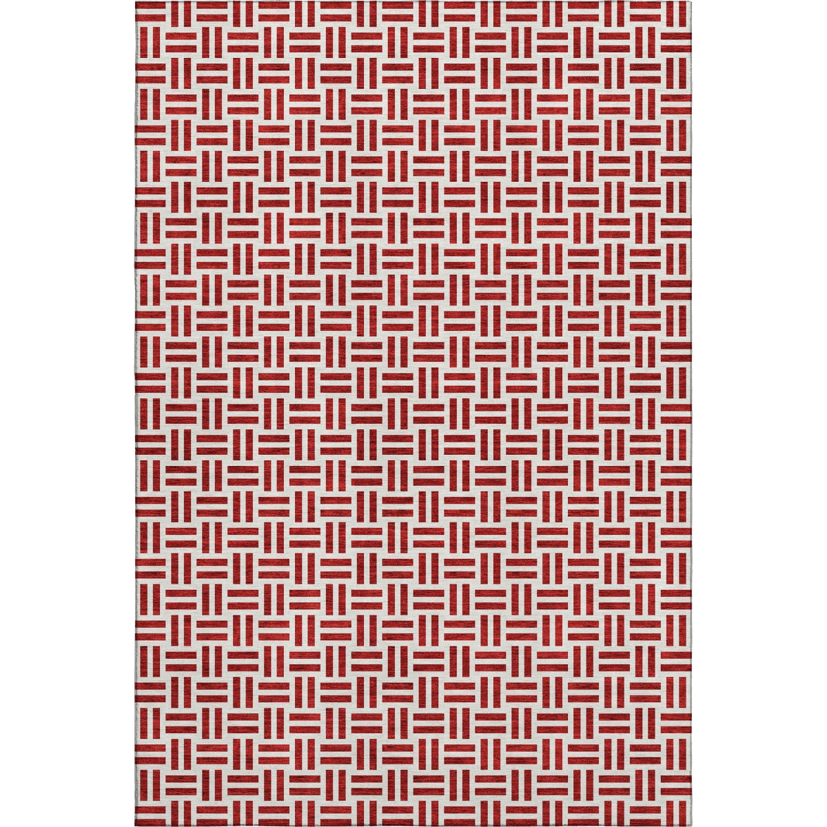 677273 10 x 14 ft. Red & Ivory Geometric Transitional Washable Machine Made Rectangle Area Rug with UV Protection
