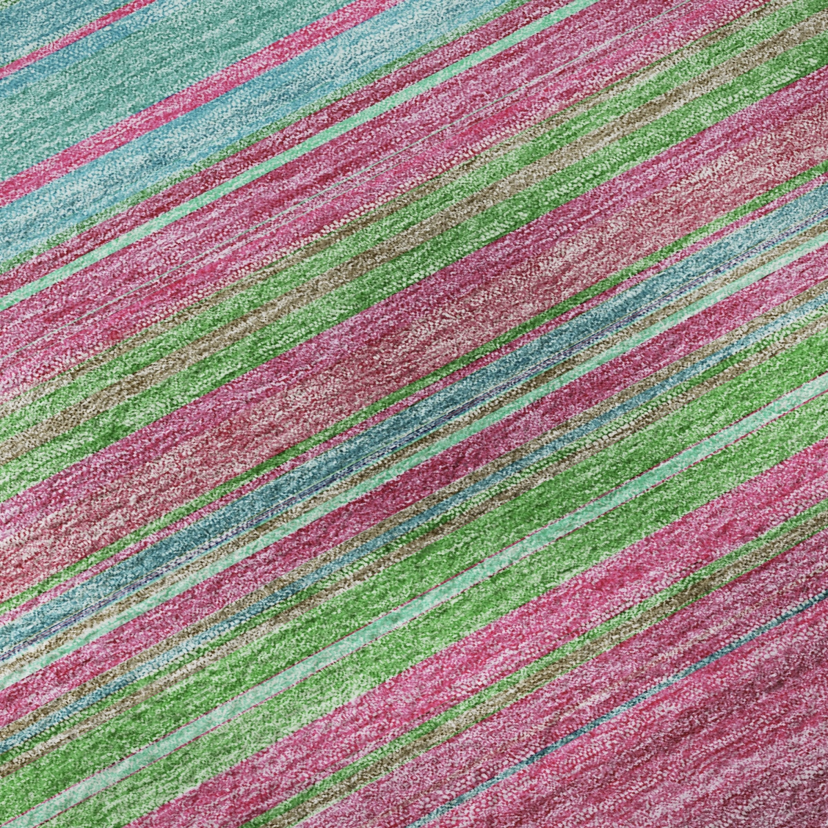 677297 10 x 14 ft. Blush Green & Blue Striped Washable Machine Made Rectangle Area Rug with UV Protection