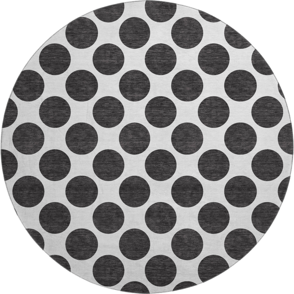 677366 8 ft. Black & Ivory Polka Dot Transitional Washable Round Area Rug with UV Protection