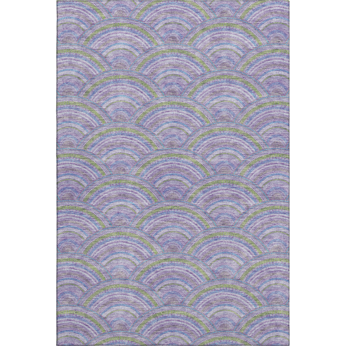 677693 10 x 14 ft. Lavender Olive Green & Ivory Geometric Transitional Washable Machine Made Rectangle Area Rug with UV Protection