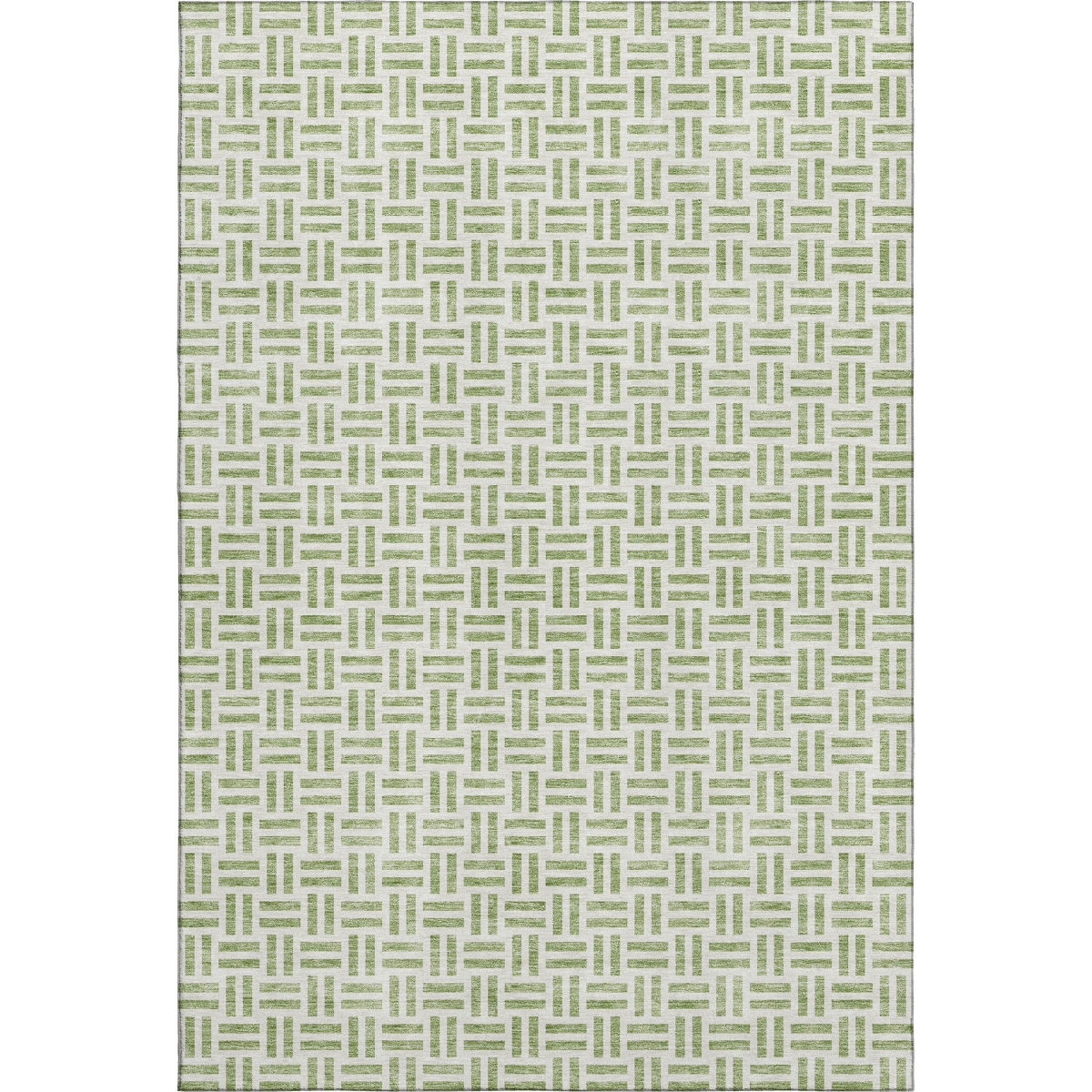 677211 8 x 10 ft. Artichoke Green & Ivory Geometric Transitional Washable Machine Made Rectangle Area Rug with UV Protection