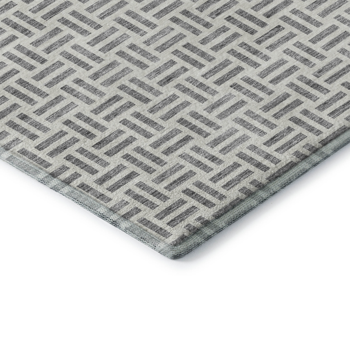 677247 8 x 10 ft. Gray & Ivory Geometric Transitional Washable Machine Made Rectangle Area Rug with UV Protection