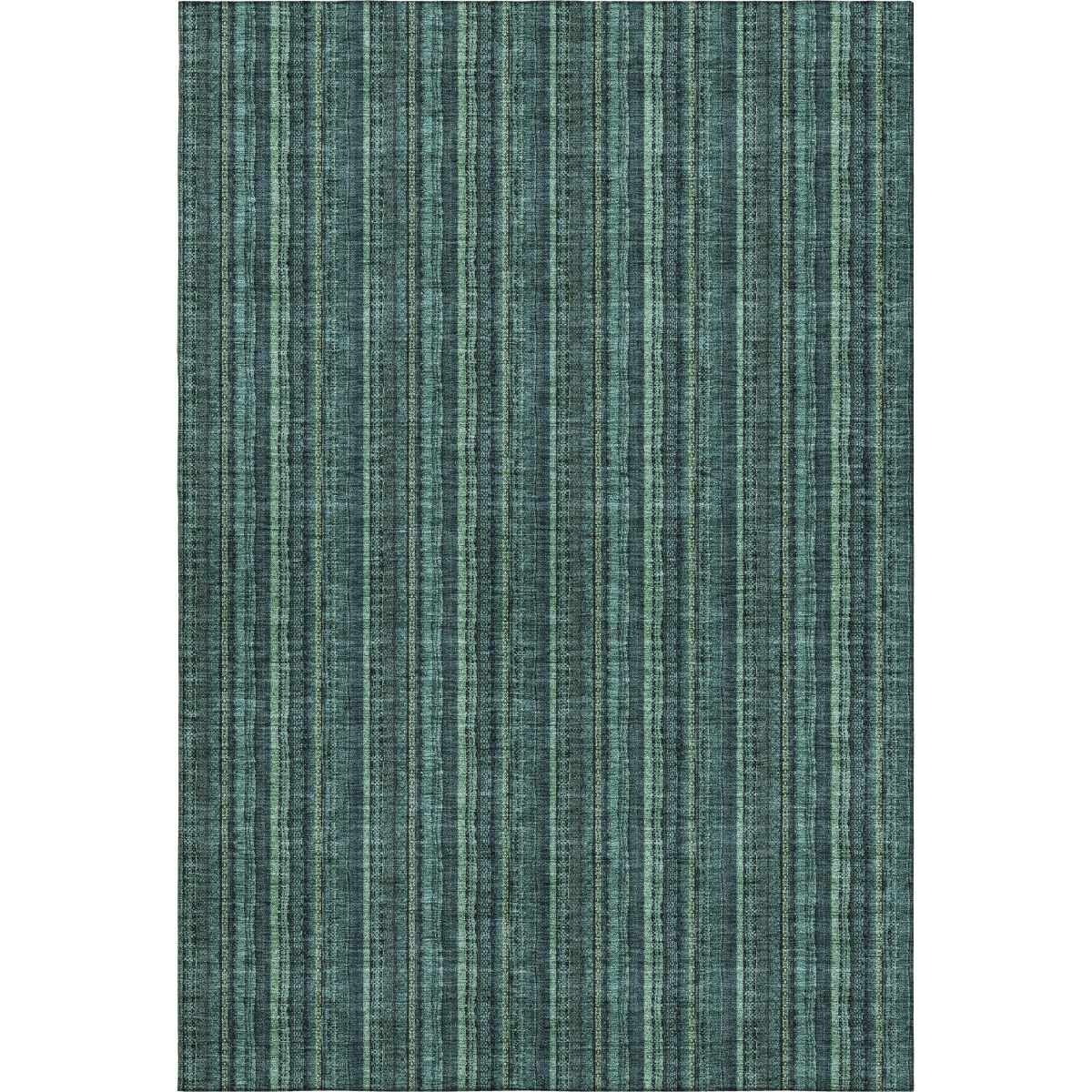 677589 8 x 10 ft. Teal & Mint Green Striped Washable Machine Made Rectangle Area Rug with UV Protection