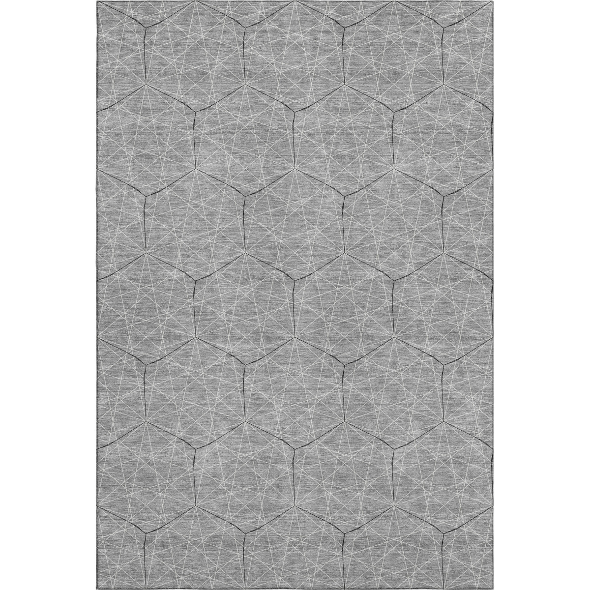 677878 9 x 12 ft. Gray & Silver Geometric Transitional Washable Machine Made Rectangle Area Rug with UV Protection