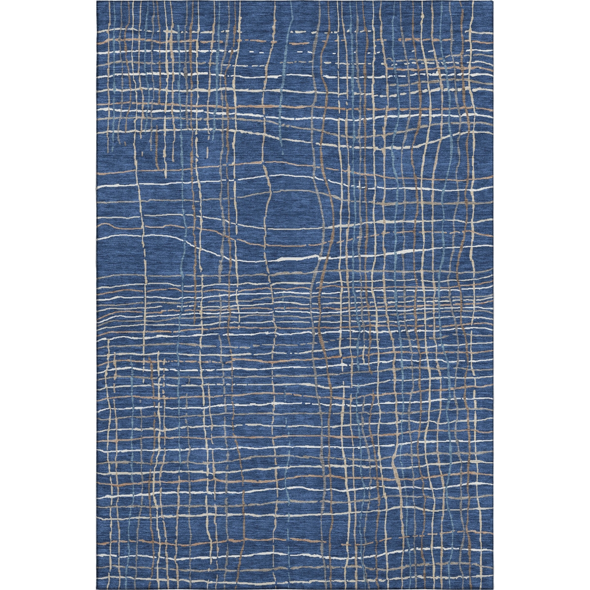 678574 10 x 14 ft. Navy Blue & Ivory Striped Transitional Washable Machine Made Rectangle Area Rug with UV Protection