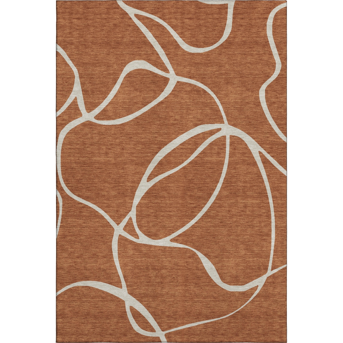 678670 10 x 14 ft. Rust & Beige Abstract Transitional Washable Machine Made Rectangle Area Rug with UV Protection