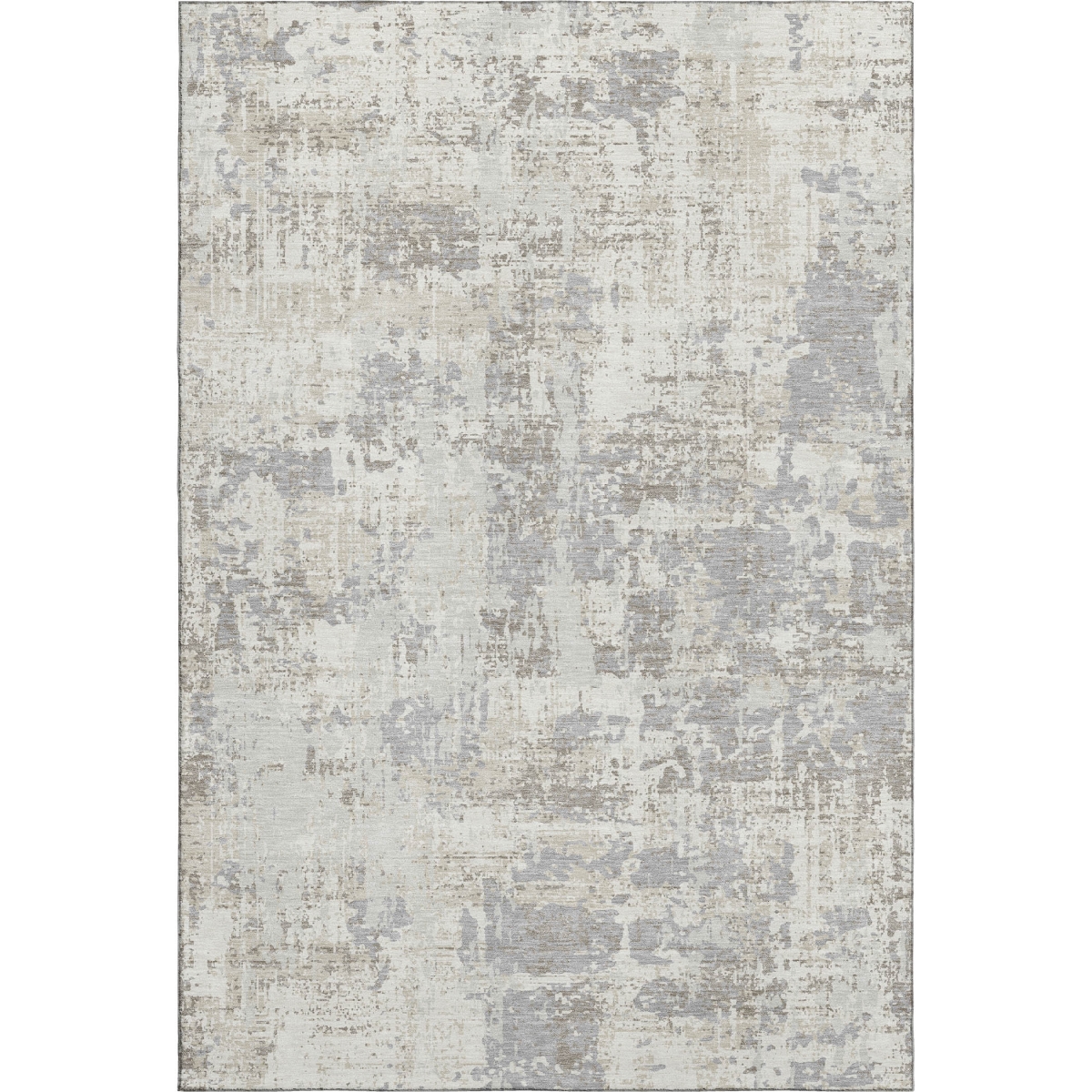 679134 5 x 8 ft. Ivory & Gray Abstract Transitional Washable Machine Made Rectangle Area Rug with UV Protection