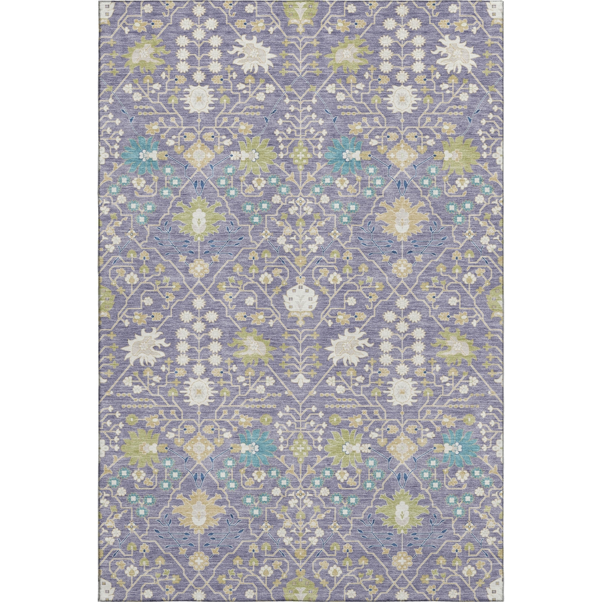 679221 9 x 12 ft. Lavender Beige & Blue Oriental Washable Machine Made Rectangle Area Rug with UV Protection