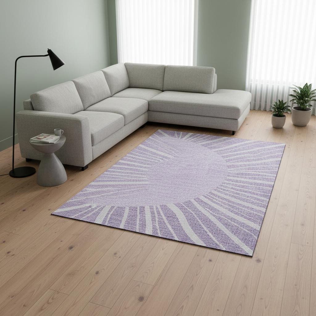 655390 9 x 12 ft. Lavender & Ivory Abstract Transitional Washable Machine Made Rectangle Area Rug with UV Protection