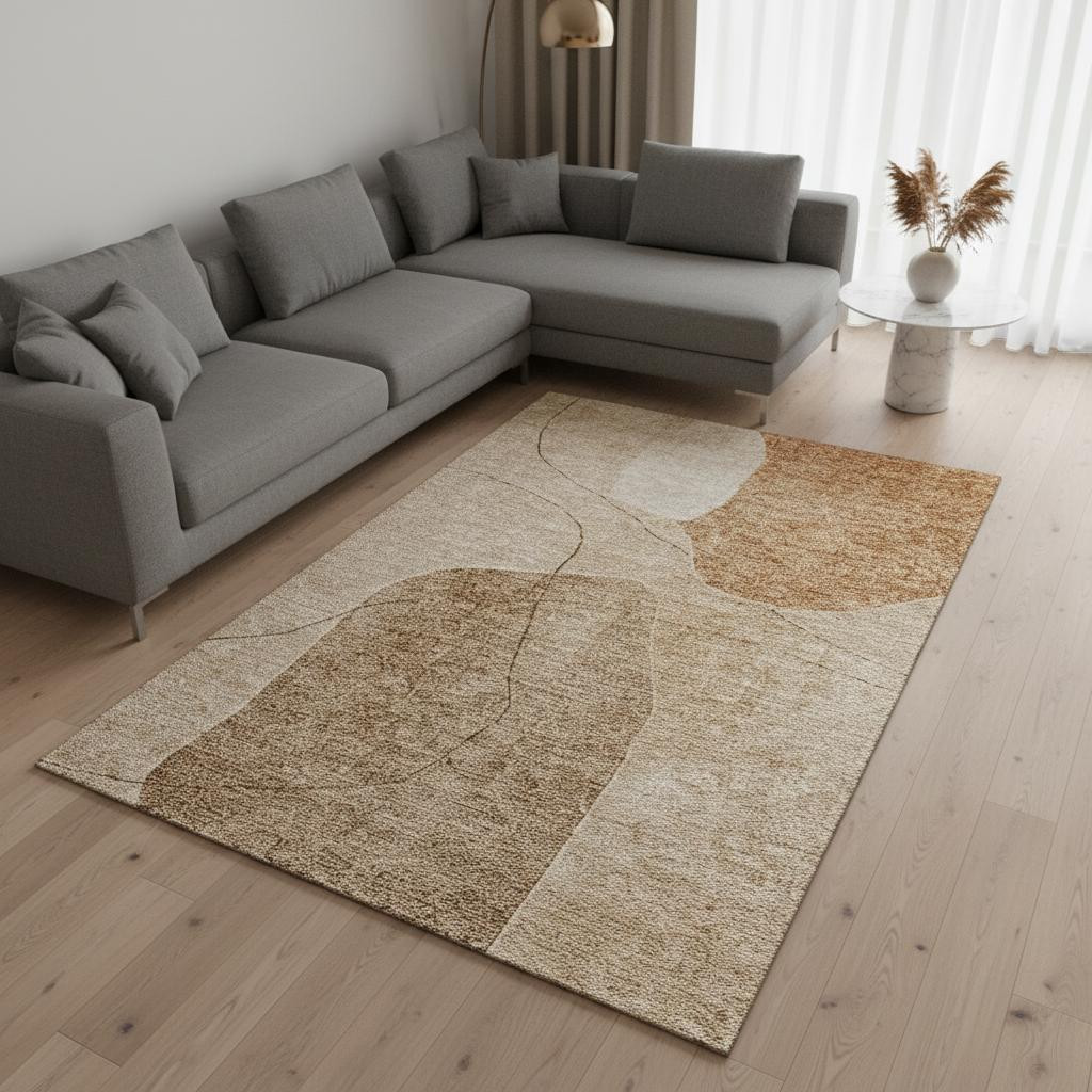 655602 9 x 12 ft. Rust & Copper Abstract Washable Machine Made Rectangle Area Rug with UV Protection
