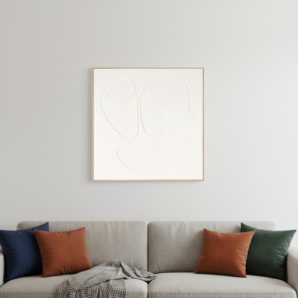 653974 White Curvy Geo Trio Brown Shadowbox Wall Art