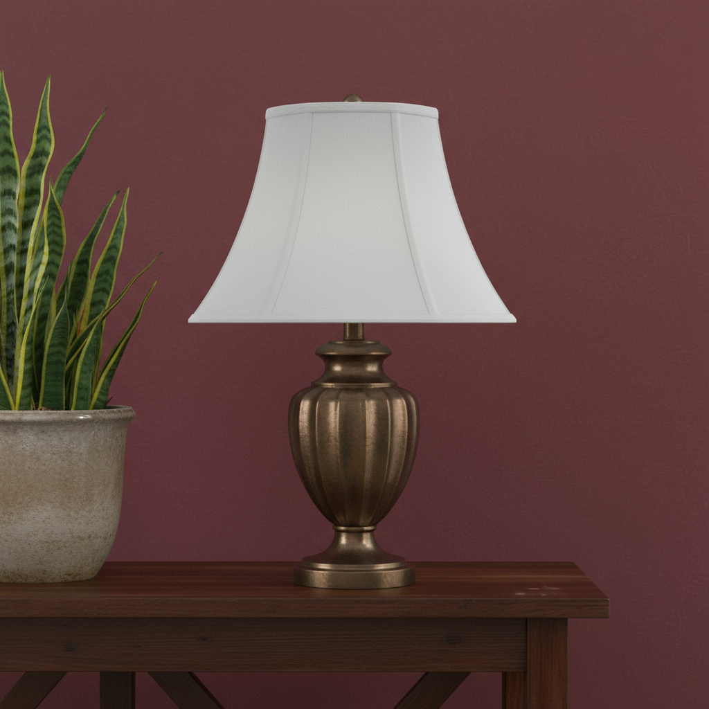 654713 8.50 x 12 x 12 in. White Linen Piped Bell Lamp Shade