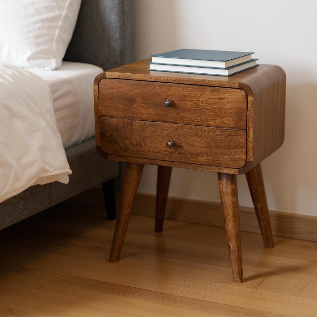 651477 21.70 x 17.70 x 13.80 in. Chestnut Solid Wood 2 Drawers Nightstand
