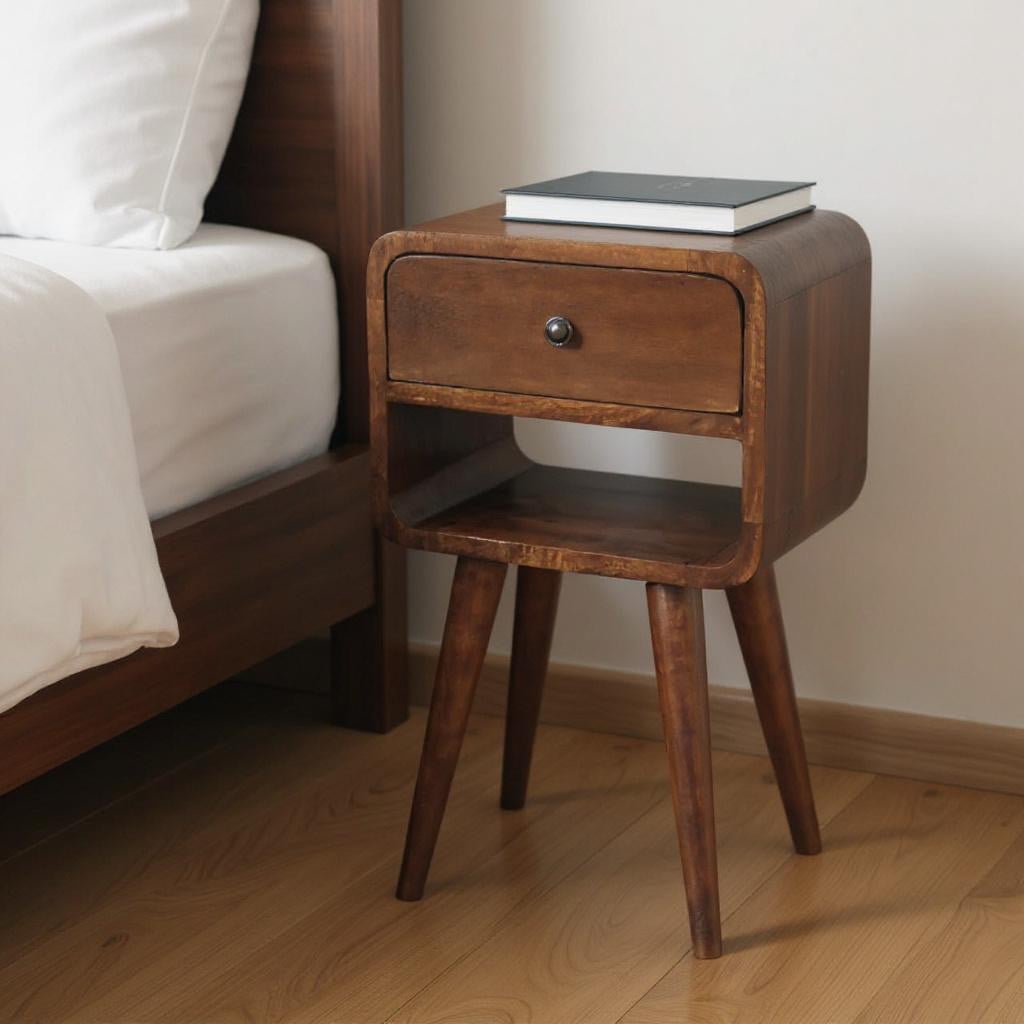 651476 21.70 x 11.80 x 11.80 in. Chestnut Solid Wood 1 Drawer Nightstand