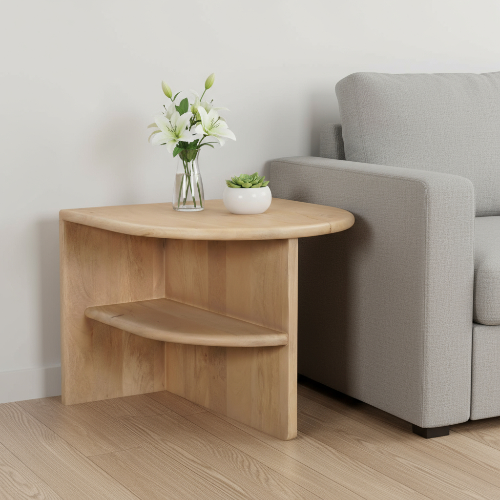655329 22 x 22 x 18 in. Natural Solid Wood Block End Table with Shelf