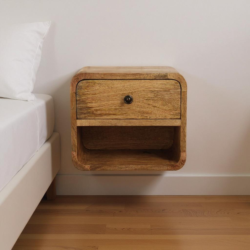 651485 9.80 x 11.80 x 9.80 in. Oak Solid Wood 1 Drawer Floating Nightstand