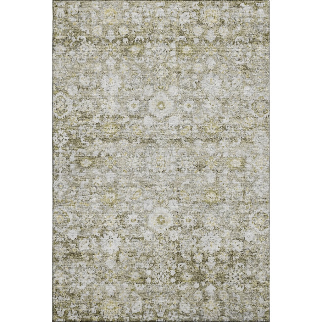 653807 8 x 10 ft. Taupe, Ivory & Gold Oriental Washable Machine Made Rectangle Area Rug with UV Protection
