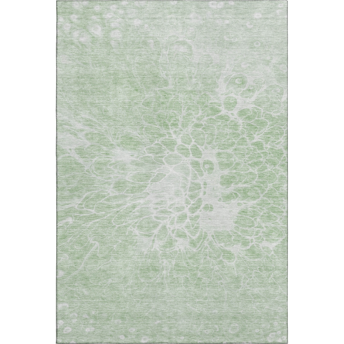 654598 5 x 8 ft. Mint Green & Ivory Abstract Washable Machine Made Rectangle Area Rug with UV Protection