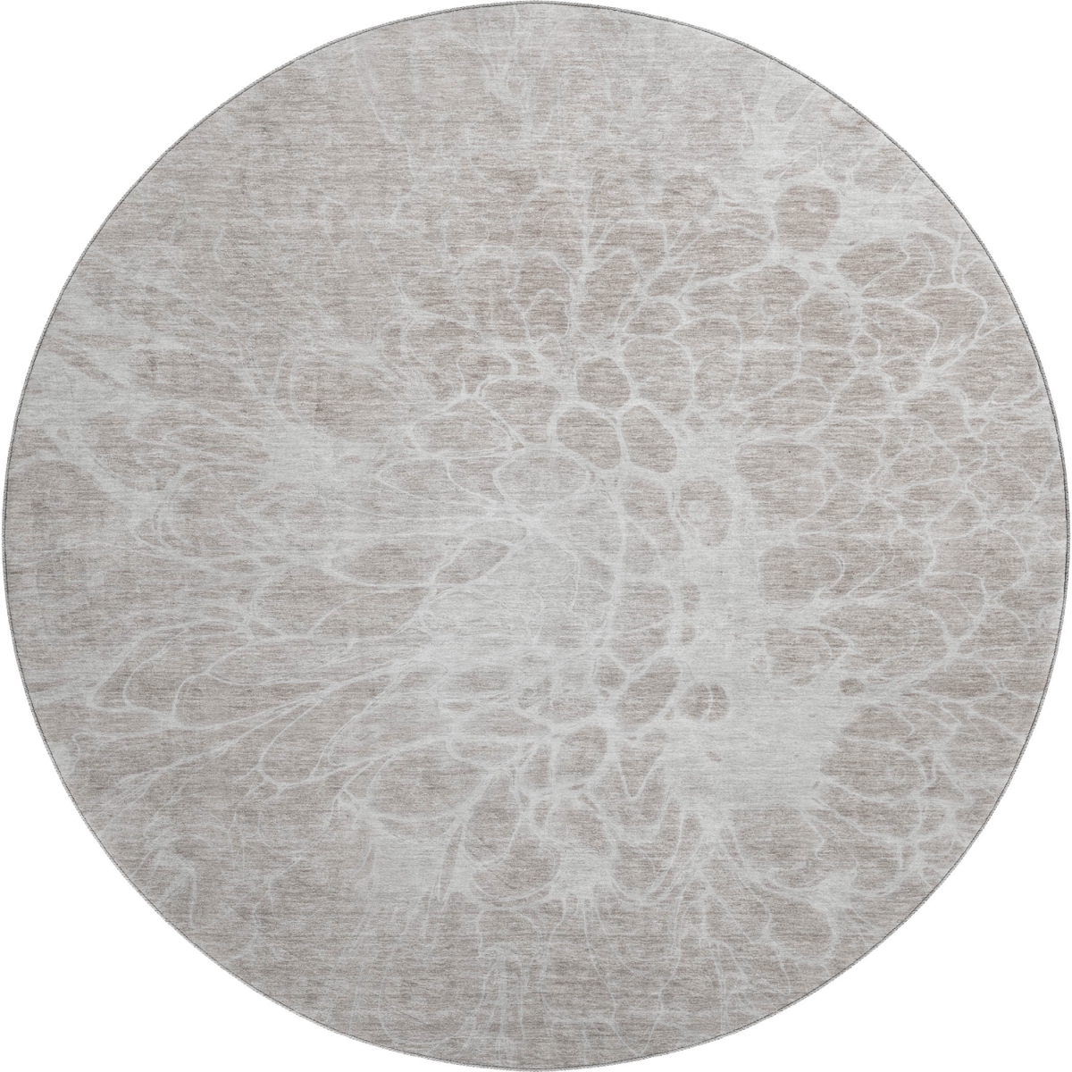 654623 8 ft. Taupe & Ivory Abstract Transitional Washable Round Area Rug with UV Protection