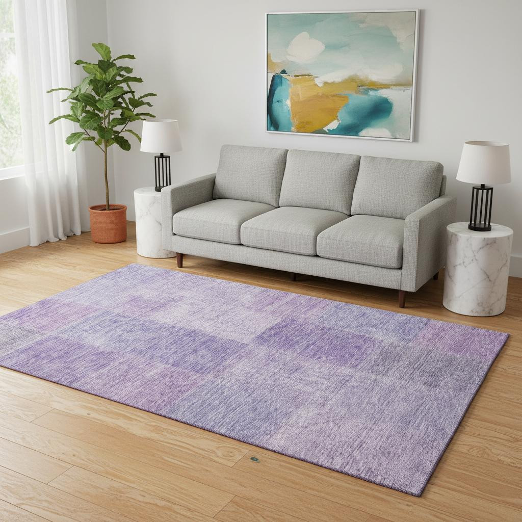 655230 5 x 8 ft. Lavender & Purple Patchwork Washable Machine Made Rectangle Area Rug with UV Protection