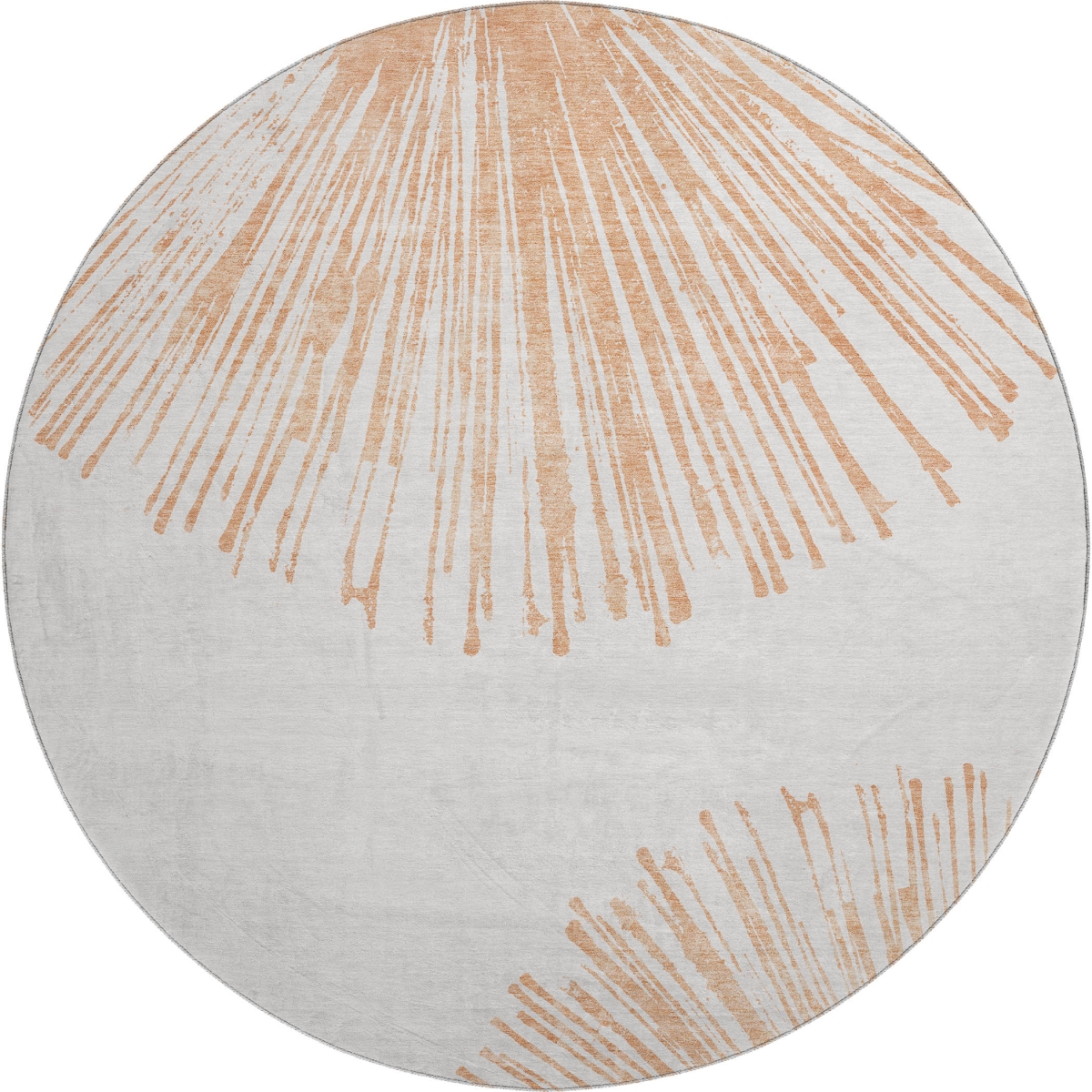 653551 8 ft. Salmon & Ivory Abstract Transitional Washable Round Area Rug with UV Protection