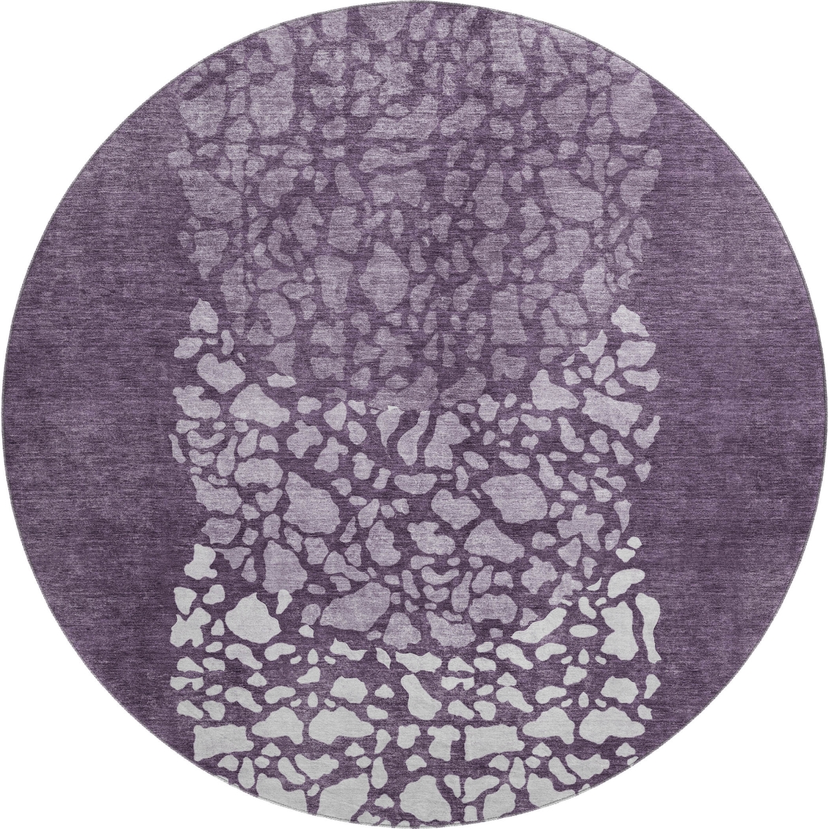653581 8 ft. Eggplant & Ivory Abstract Transitional Washable Round Area Rug with UV Protection