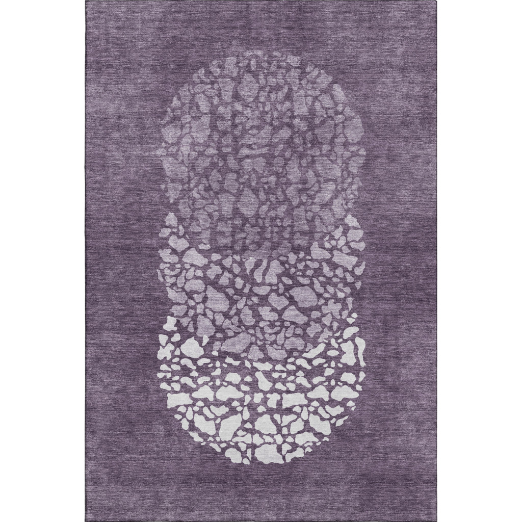 653584 10 x 14 ft. Eggplant & Ivory Abstract Transitional Washable Machine Made Rectangle Area Rug with UV Protection