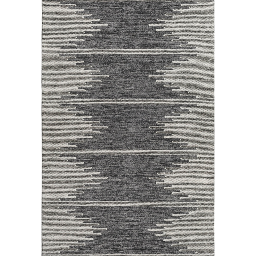 653675 8 x 10 ft. Charcoal & Ivory Abstract Transitional Washable Machine Made Rectangle Area Rug with UV Protection