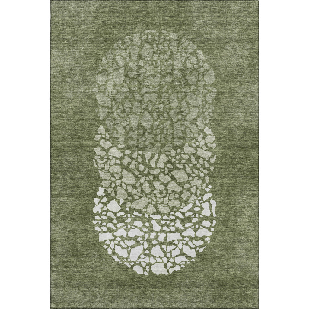 653588 8 x 10 ft. Olive Green & Ivory Abstract Transitional Washable Machine Made Rectangle Area Rug with UV Protection