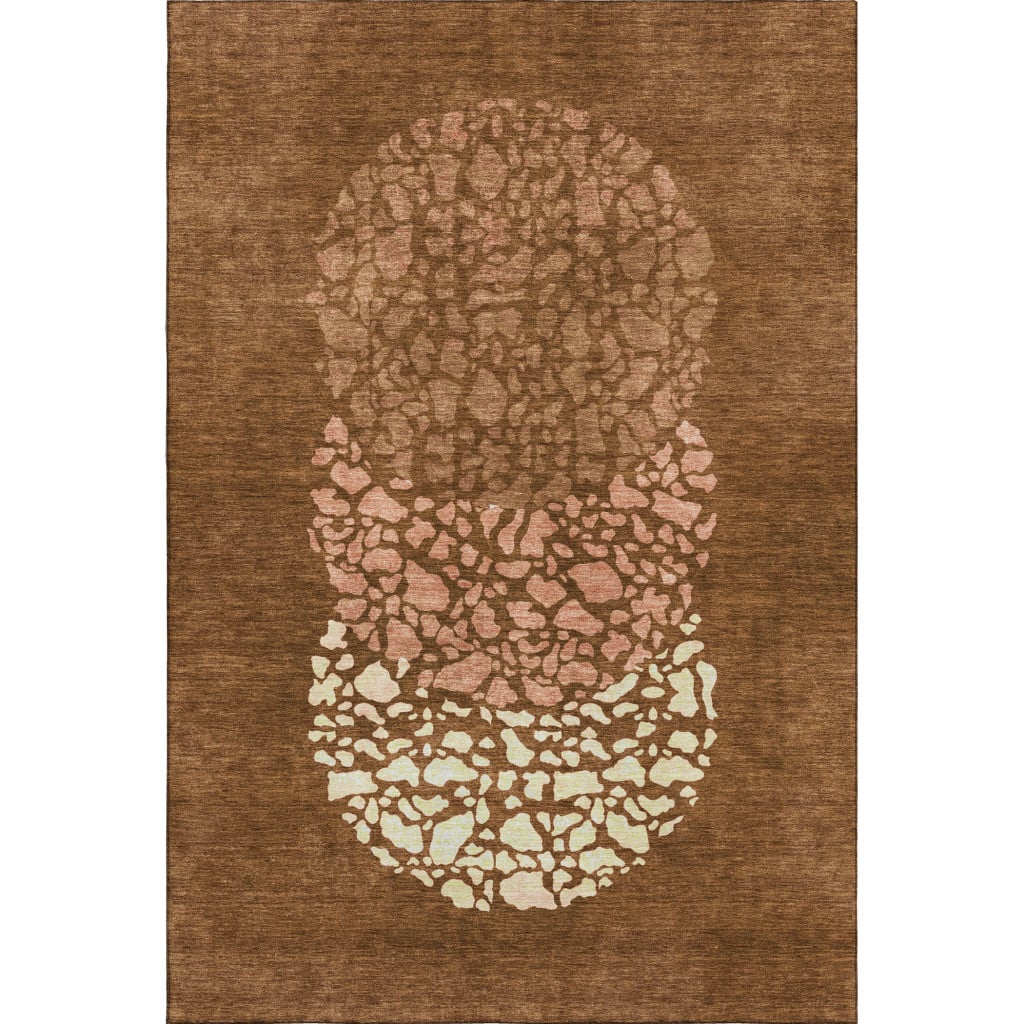 653592 5 x 8 ft. Chili Red & Ivory Abstract Transitional Washable Machine Made Rectangle Area Rug with UV Protection