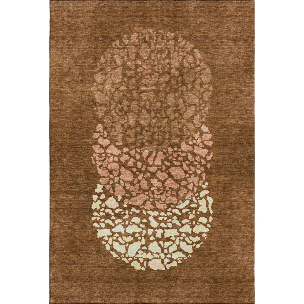 653595 9 x 12 ft. Chili Red & Ivory Abstract Transitional Washable Machine Made Rectangle Area Rug with UV Protection