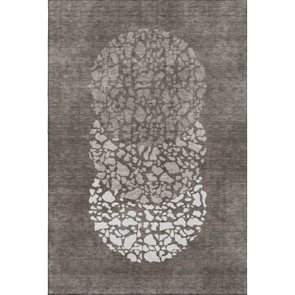 653607 9 x 12 ft. Taupe & Ivory Abstract Transitional Washable Machine Made Rectangle Area Rug with UV Protection