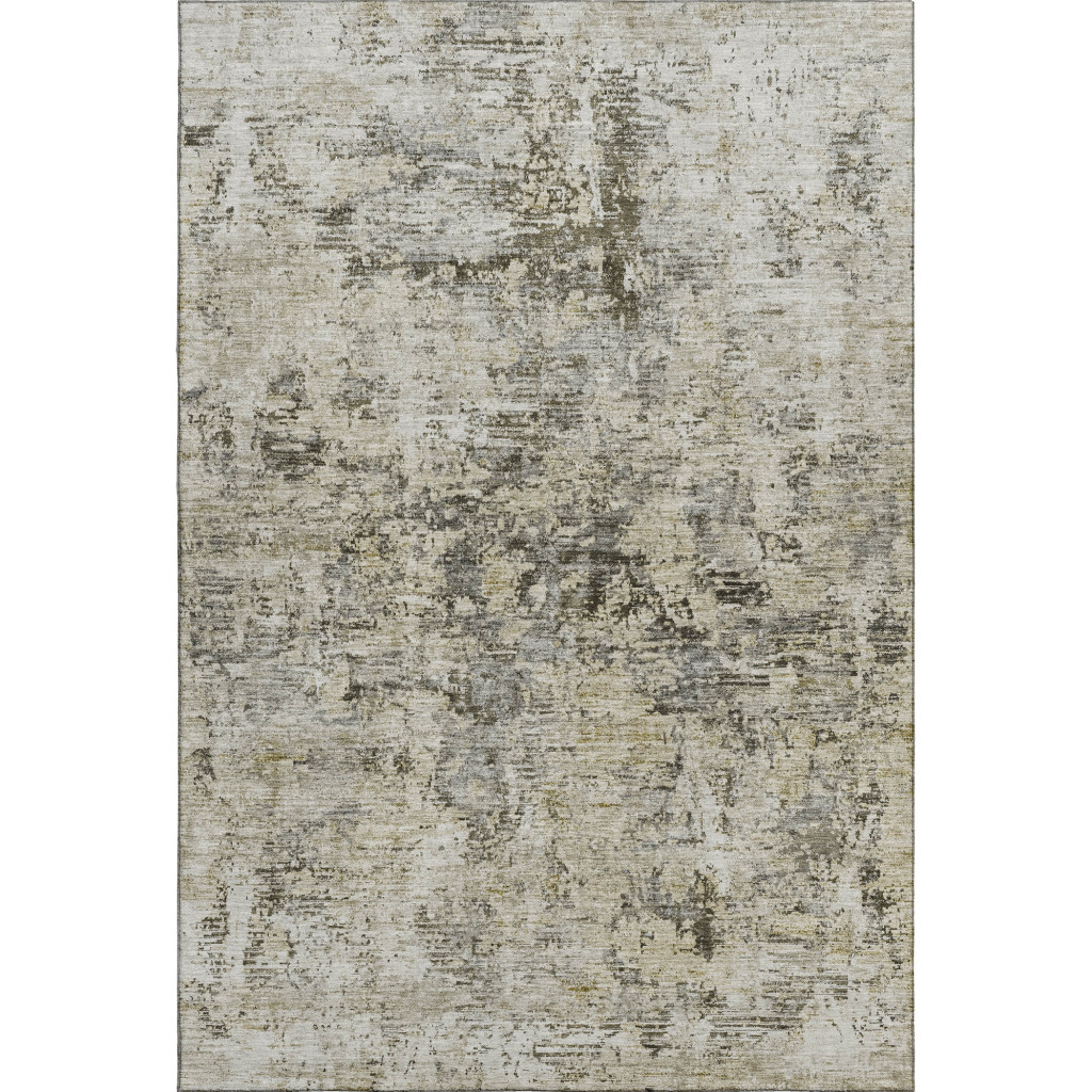 653612 8 x 10 ft. Taupe Beige & Gray Abstract Transitional Washable Machine Made Rectangle Area Rug with UV Protection