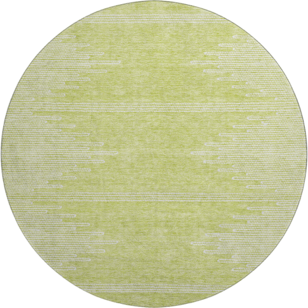 653662 8 ft. Artichoke Green & Ivory Abstract Transitional Washable Round Area Rug with UV Protection