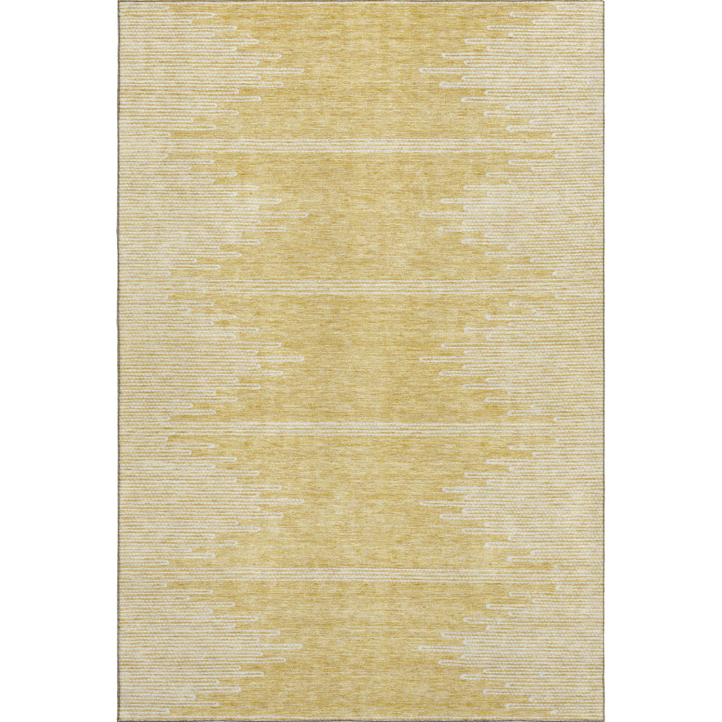 653693 8 x 10 ft. Gold & Ivory Abstract Transitional Washable Machine Made Rectangle Area Rug with UV Protection