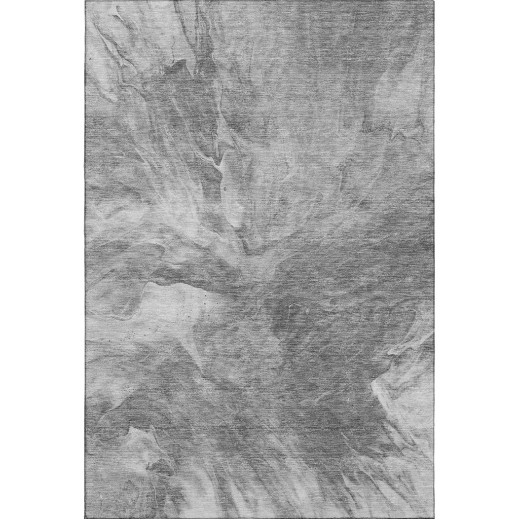 653492 8 x 10 ft. Gray & Ivory Abstract Transitional Washable Machine Made Rectangle Area Rug with UV Protection
